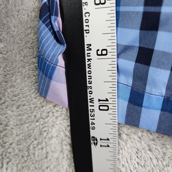 Mens PGA Tour Flat Front Golf Chino Shorts Blue Pink Plaid 100% Polyester 40 - Picture 10 of 12